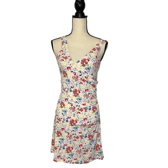 Tommy Hilfiger Early 2000s Multicolor Floral Sleeveless Wrap Dress Size Medium - Picture 2 of 6